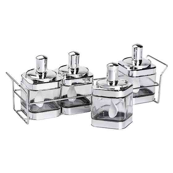 Набір банок для сипучих продуктів 4 штуки 350 мл скляні на підставці HP-1340 Коломия