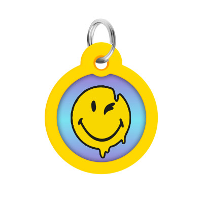Адресник для тварин WAUDOG Smart ID з QR паспортом "Смайли на блакитному", коло 30 мм (230-0182) Вінниця - фото 2