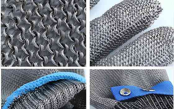 Кільчужна рукавичка RESTEQ XL з нержавіючої сталі, рукавички від порізів, захисні порізостійкі Київ