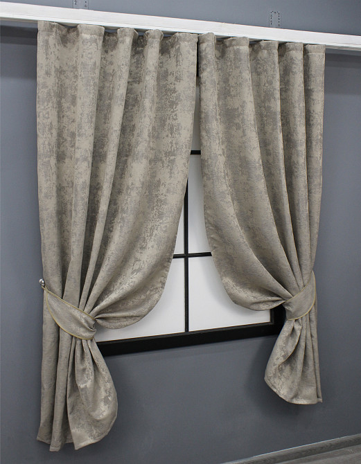 Комплект коротких штор VR-Textil Жакард Sultan XO № 1144ш Кавово-сірий 130х170 см 2 шт (35-0210) Київ - фото 2