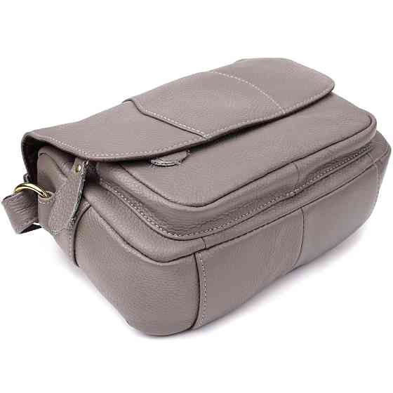 Сумка из натуральной кожи для стильных женщин Vintage 22974 Серый Киев