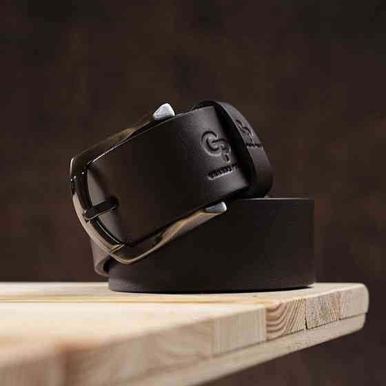 Ремень мужской GRANDE PELLE 11028 под джинсы Коричневый Киев