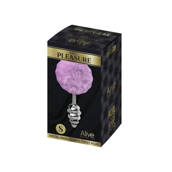Металева анальна пробка Кролячий хвостик Alive Fluffy Twist Plug S Purple, діаметр 2,9 см Львів