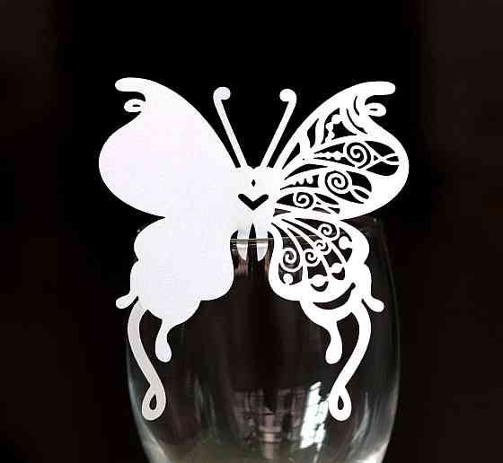 Банкетные карточки Бабочки 10 штук 8 на 7 см белый Киев