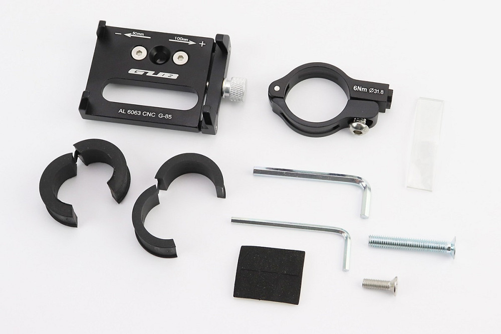 Тримач телефону на кермо алюмінієвий, ширина 50-100мм регульована, чорний G-85 Київ - фото 2