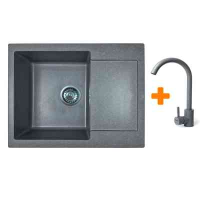 Мойка кухонная Adamant Minimal сірий + змішувач (1824296912304) Вінниця