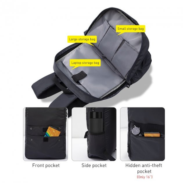 Рюкзак для гаджетів 16" Baseus Computer Backpack LBJN-F0G 20L (Сірий) Николаев - изображение 6