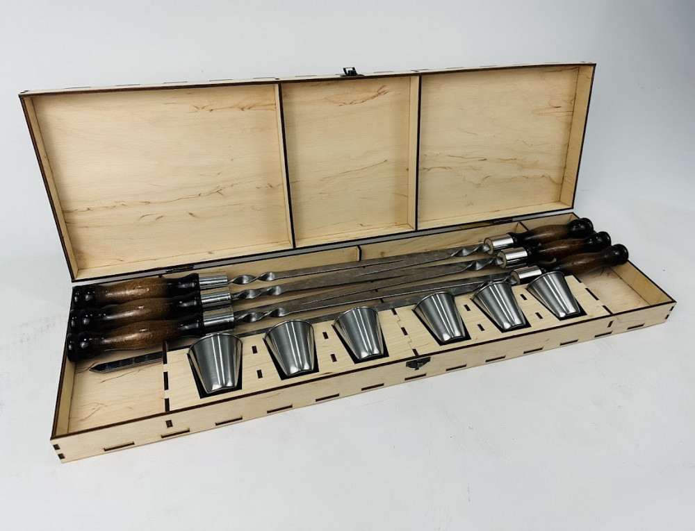 Подарунковий набір шампурів в дерев'яному кейсі (Вуд з чарками) HAPPY DAYS Тернопіль - фото 3