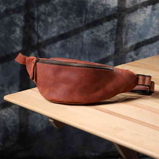 Бананка для чоловіків відмінної якості з натуральної шкіри вінтажної шкіри Shvigel 23140 Рудий Київ