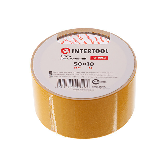 Скотч двусторонний, 10 м, 50 мм, на полипропиленовой основе INTERTOOL KT-0952 Киев - изображение 2