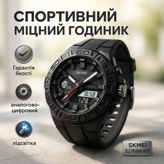 Наручний годинник на подарунок військовому SKMEI, Бюджетний спортивний годинник Протиударний ZA-84 Львів
