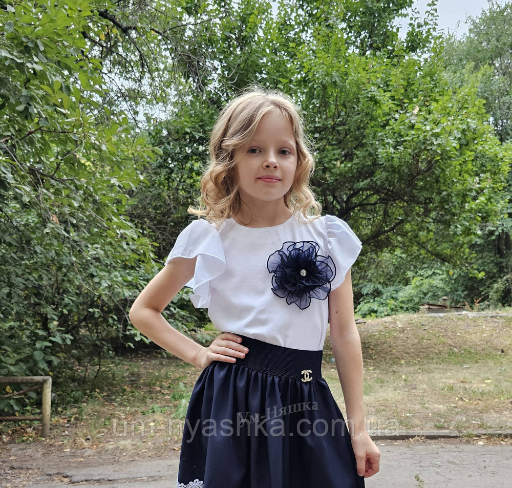 Шкільна блузка короткий рукав з квіткою на 116-140 Кривий Ріг - фото 6