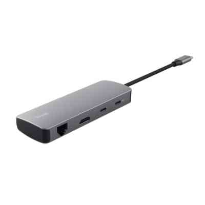 Концентратор Trust USB-C 8-in1 1xUSB-А 3.2/USB-A 2.0/2xUSB-С/HDMI/Ehernet/SD/microSD aluminium 0.15m grey (25672_TRUST) Винница