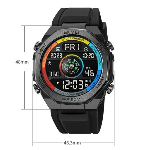 Часы наручные SKMEI 2209CKBK, COLORFUL/BLACK, Compass, Pedometer, 10351 Днепр - изображение 3
