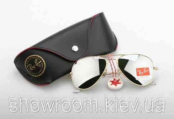 Чоловічі сонцезахисні окуляри в стилі RAY BAN aviator (золота оправа) (2907) Київ