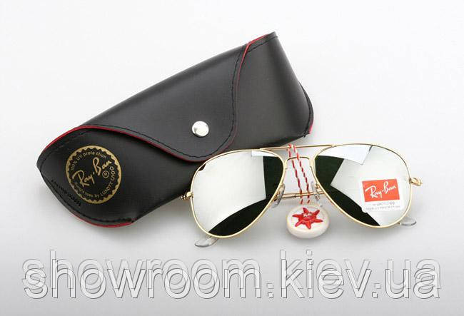 Чоловічі сонцезахисні окуляри в стилі RAY BAN aviator (золота оправа) (2907) Київ - фото 4