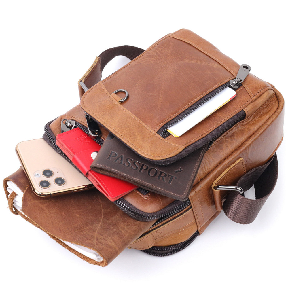 Сумка мужская Vintage 20827 кожаная Светло-коричневый Киев - изображение 7