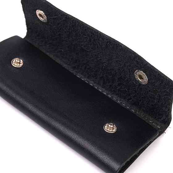 Удобная ключница в глянцевой коже Украина GRANDE PELLE 16719 Черная Киев