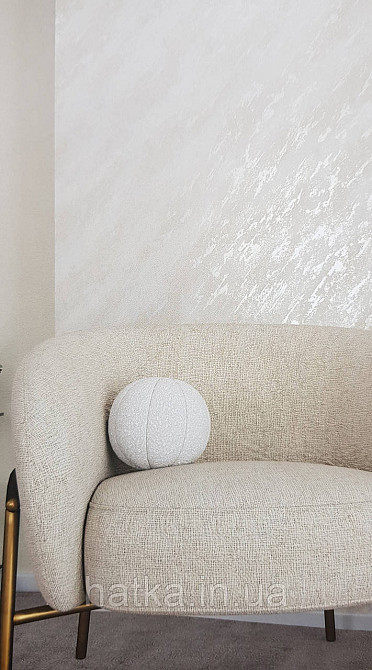Шпалери вінілові на флізеліні Marburg Lava метрові під штукатурку молочні зі сріблом Київ - фото 2