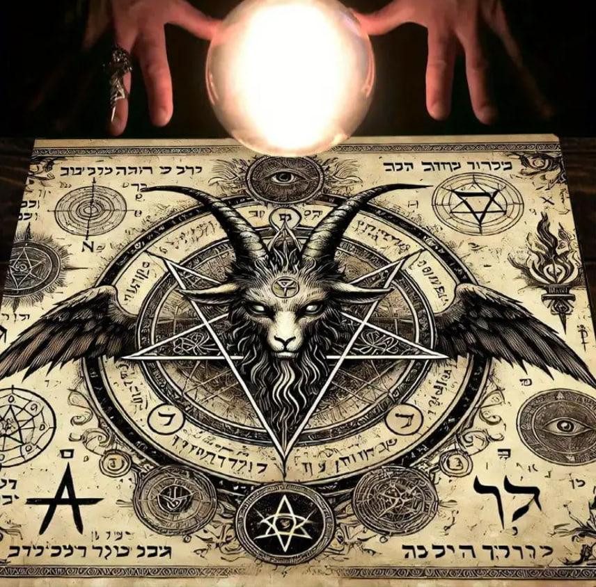 Алтарная скатерть для Таро и рун с пентаграммой и символом Бафомета 49×49 см Киев - изображение 4