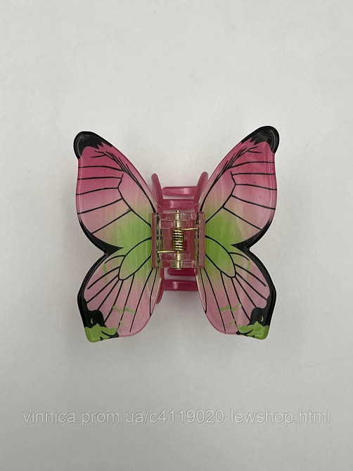 Заколка Крабик-бабочка для волос розово-зеленый для волос Черновцы - изображение 1