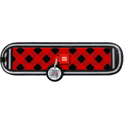Ергономічні накладки на нашийник WAUDOG Nylon з QR-паспортом Шотландка червона M-XL 20-25 мм (2401-0100) Вінниця - фото 2