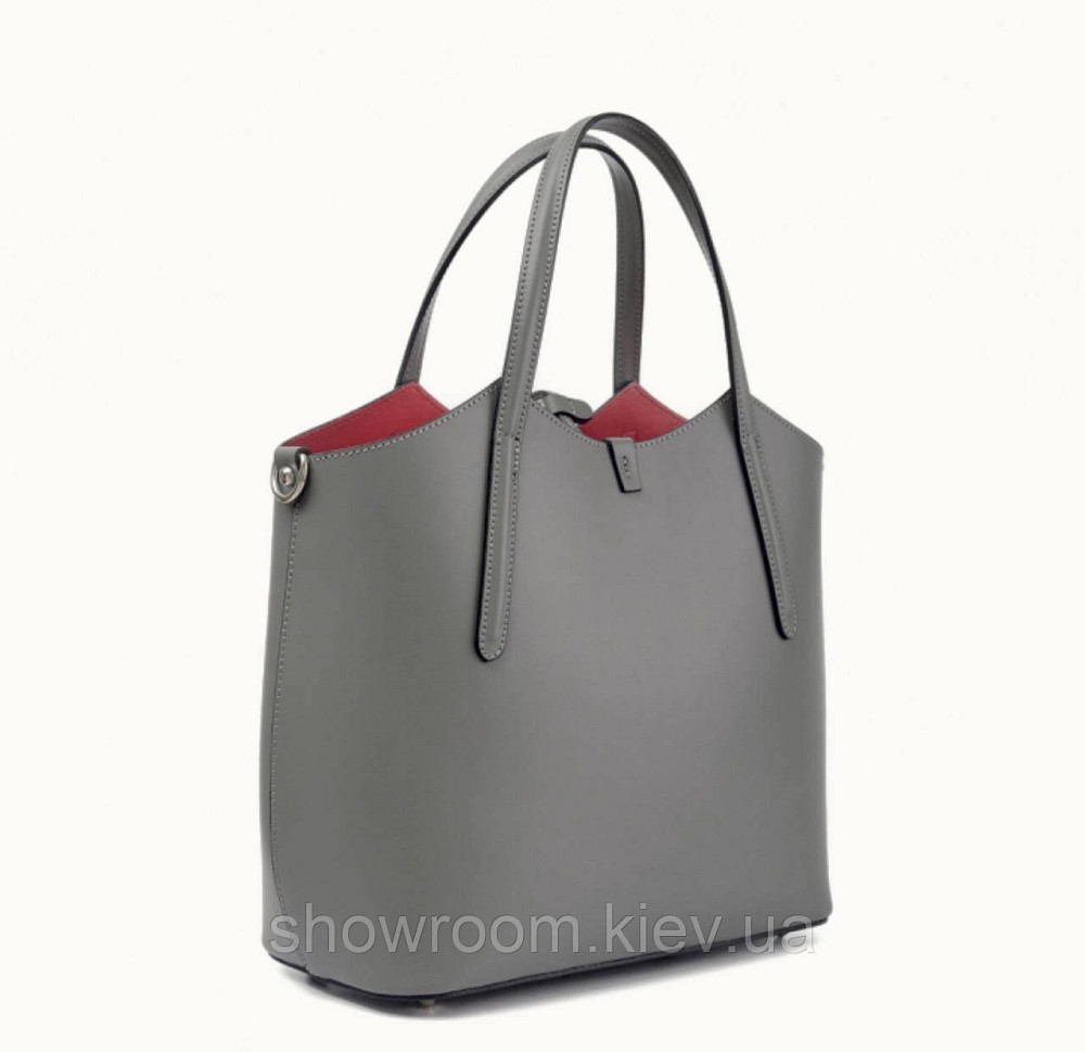 Жіноча сумка-шопер з натуральної шкіри Vera Pelle 421 сіра Київ - фото 2