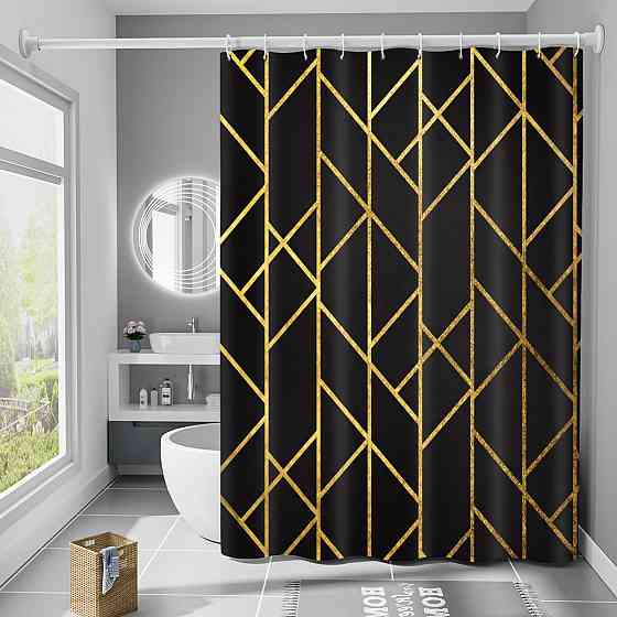 Шторка для ванны из полиэстера водонепроницаемая Bathlux 180x180 см с кольцами, занавеска для ванной комнаты Каменец-Подольский