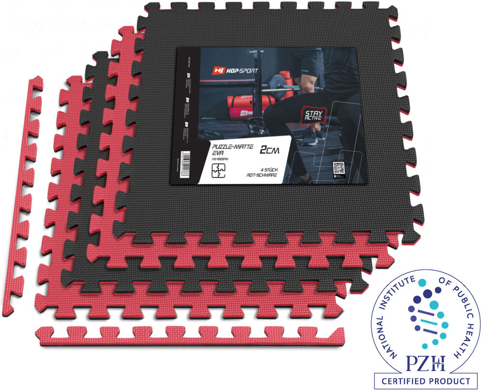 Мат-пазл Hop-Sport EVA 2см HS-A020PM - 4 частин червоно-чорний Київ - фото 5