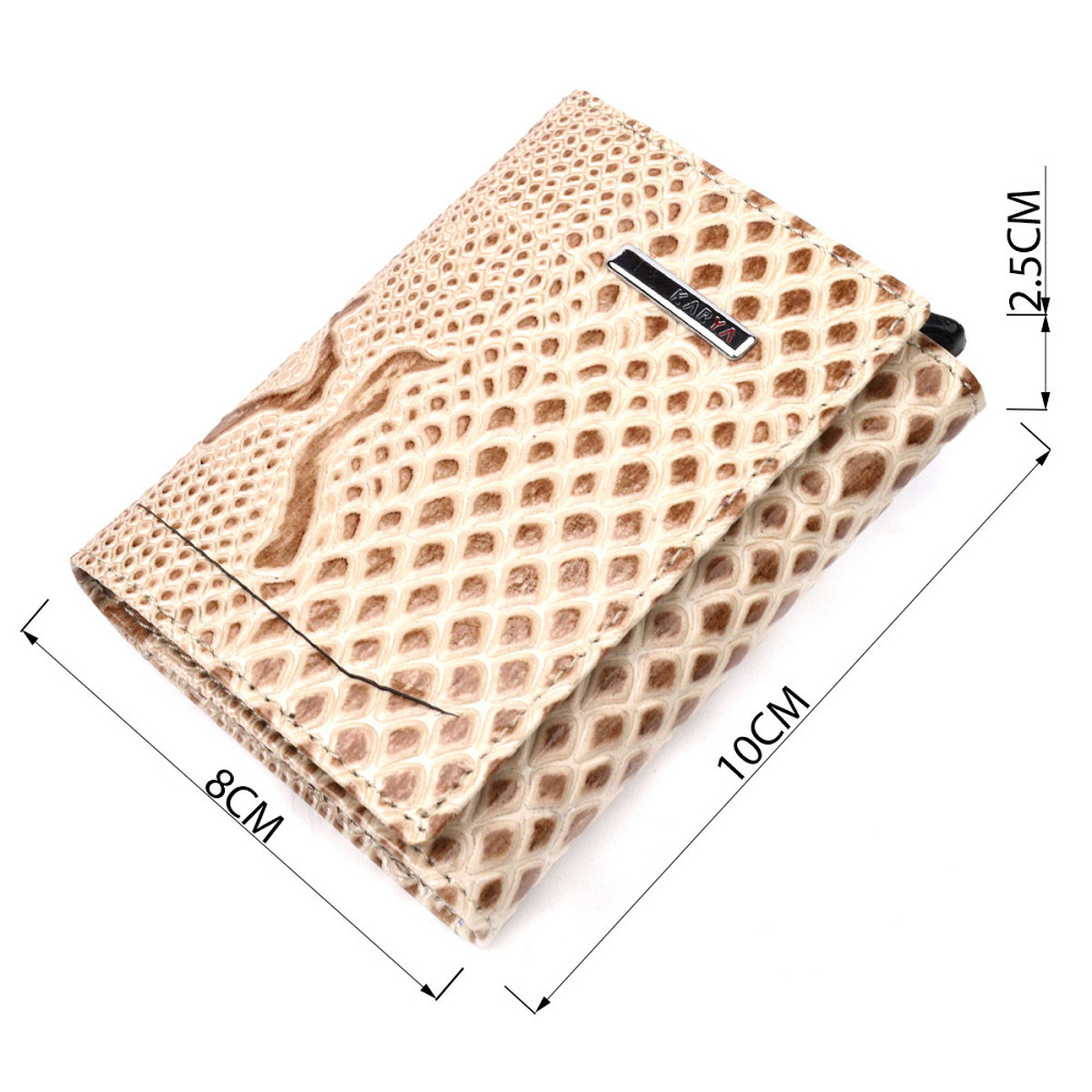 Візитниця із натуральної фактурної шкіри під змію KARYA 20985 Бежевий Київ - фото 9