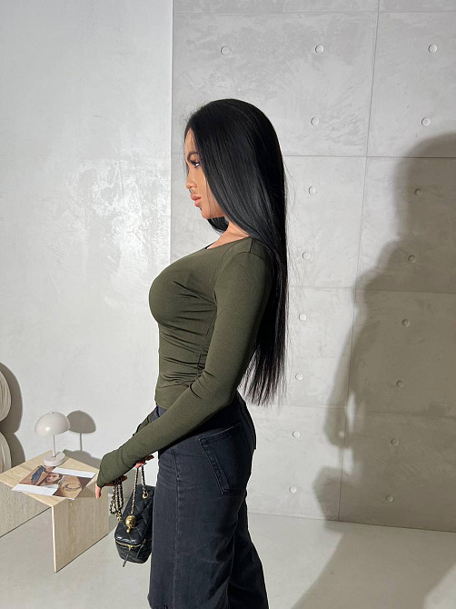 Жіночий базовий лонгслів із мікродайвінгу Хакі Одеса - фото 10