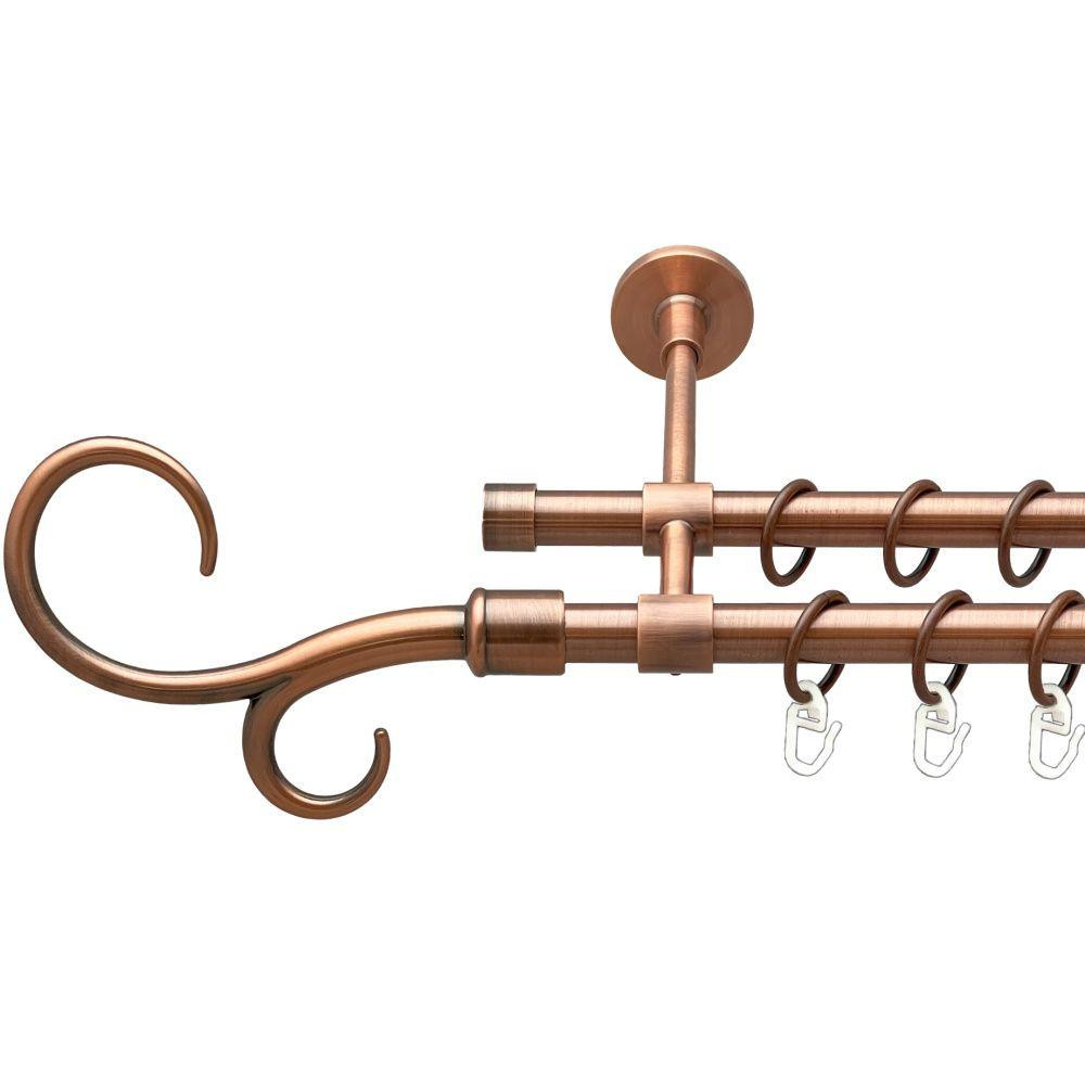 Карниз Orvit Гак Подвійний металевий дворядний закритий гладка труба кільце металеве Мідь 16\16 мм 200 см (00-00019820) Львів - фото 1