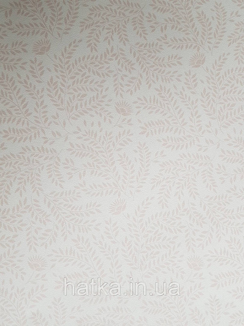 Шпалери флізелінові дитячі еко Lutece Tartine et Chocolat листя гілочки рожеві квіти на білому Київ - фото 1