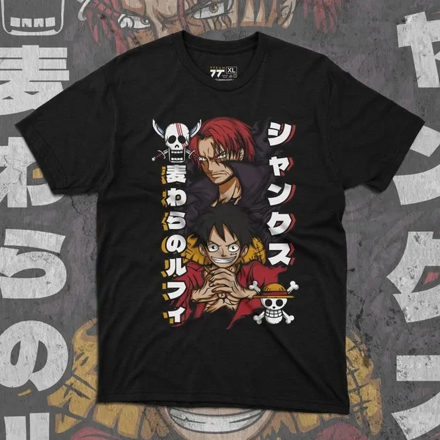 Футболка чоловіча з  принтом Ван Пис Луффі і Шанкс Розмір 48 Anime0998 Дніпро - фото 1