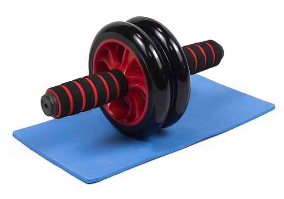 Ролик для пресу подвійний EasyFit з килимком Червоний Коломия