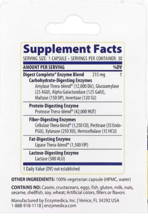 Полная формула энзимов Enzymedica Digest Complete Enzyme Formula 30 капс Киев