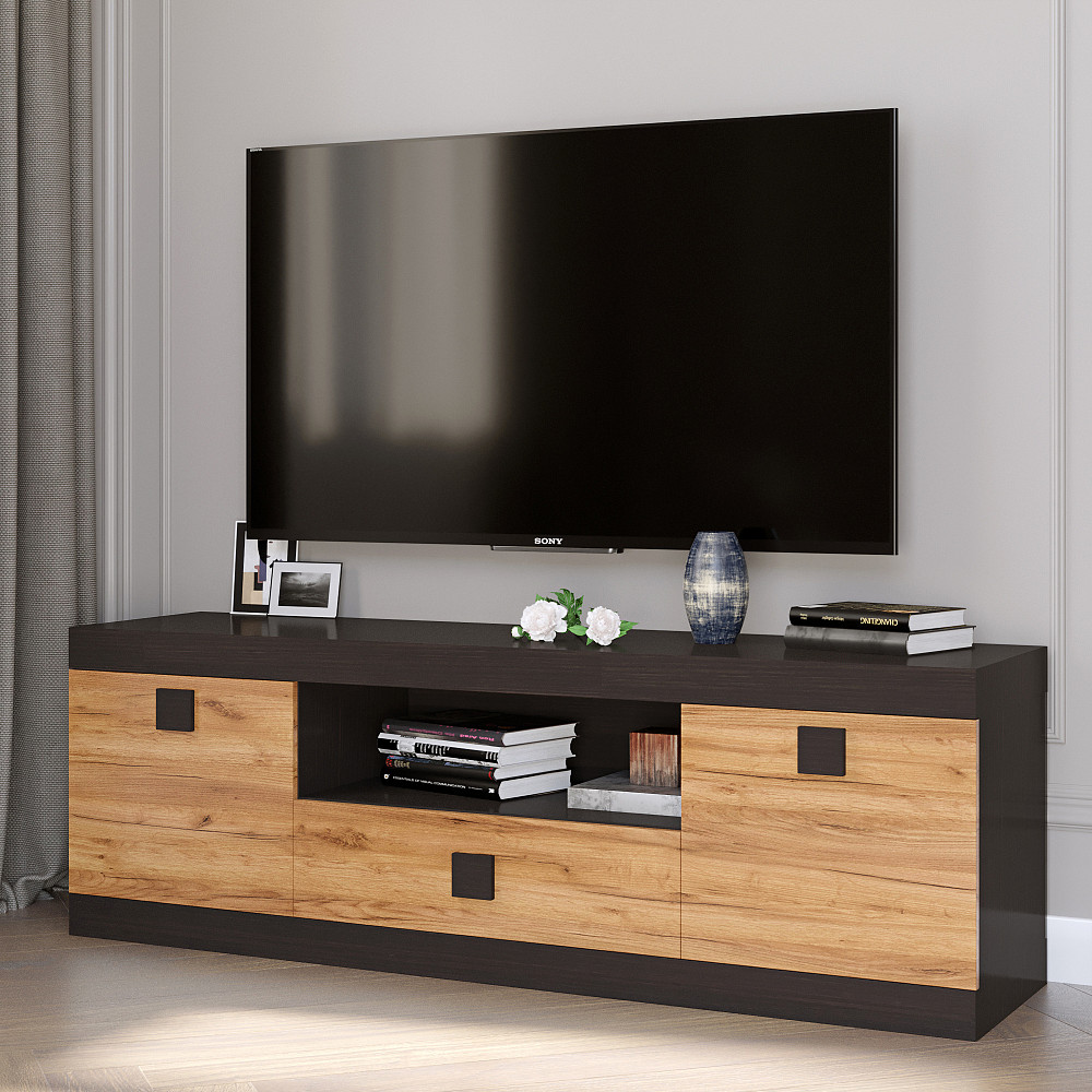 Тумба Еверест ТВ 1500 Соната 150х38х50 венге темний + дуб крафт золотий (DTM-2263) Дніпро - фото 3