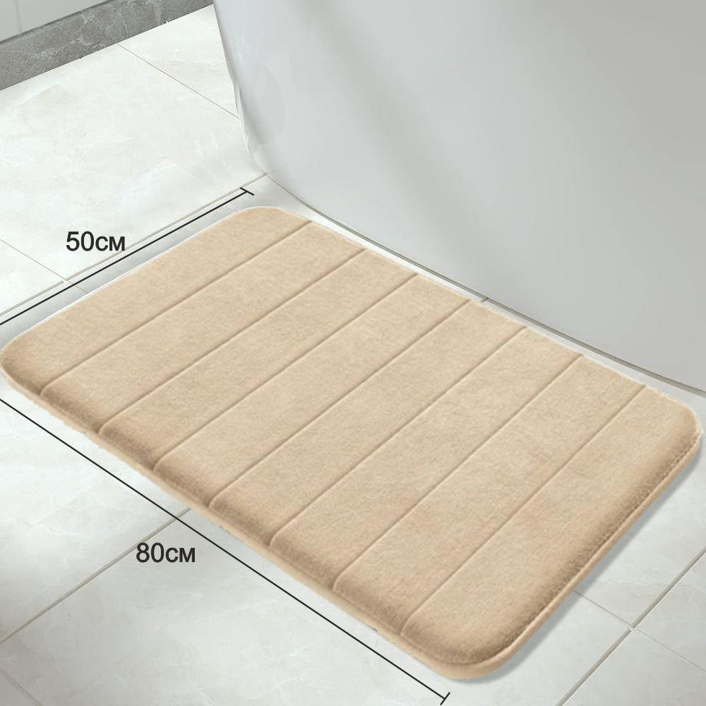 Современный коврик для ванной Aquarius с эффектом памяти Мягкий Антискользящий 50 х 80 см Бежевый в полоску Буча - изображение 2