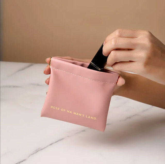 Косметичка для зберігання аксесуарів портативна, футляр для дрібниць на магнітній кліпсі, рожевий Кам'янець-Подільський - фото 2