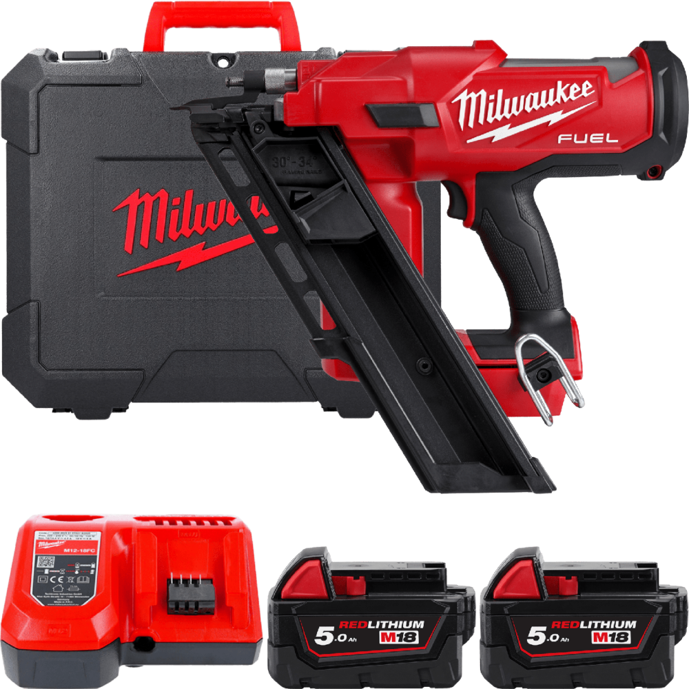 Пистолет гвоздезабивной аккумуляторный бесщеточный MILWAUKEE M18 FUEL FFNS-502C 4933478302 (2х аккумулятор M18 B5 5.0Ah, быстрый при Одесса - изображение 1