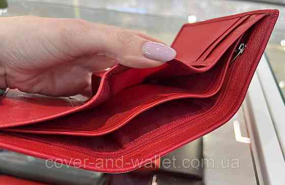 Маленький женский кошелек тройного складывания из натуральной красной кожи Helen Verde 009 Киев