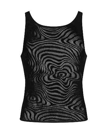 Мужская полупрозрачная майка-борцовка с узором Obsessive T103 tank top S/M/L, черная Sex Aura Киев