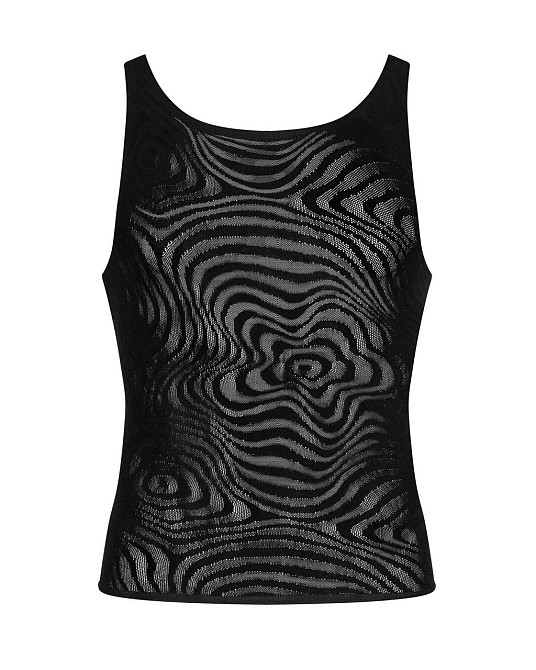 Мужская полупрозрачная майка-борцовка с узором Obsessive T103 tank top S/M/L, черная Sex Aura Киев - изображение 5