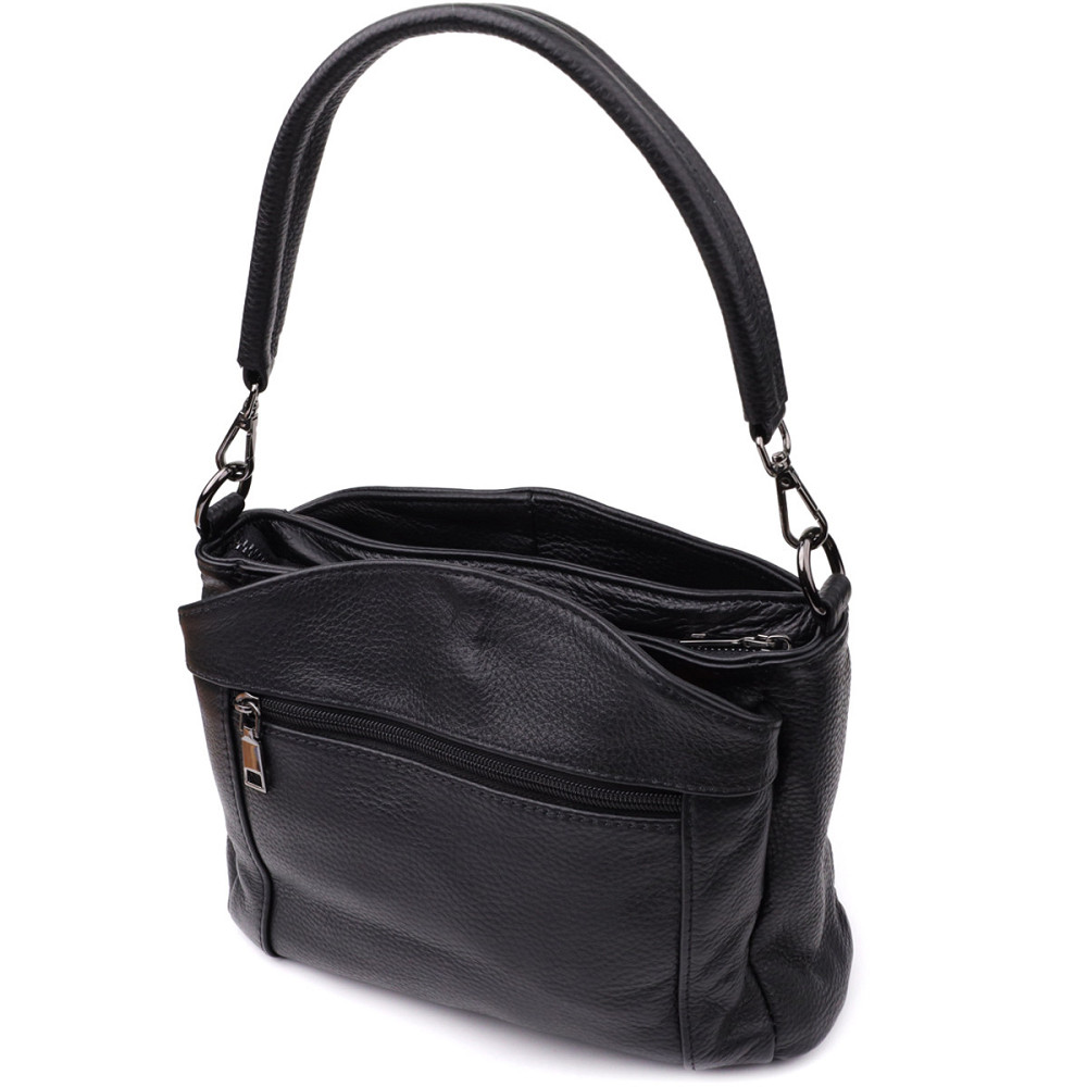 Сумка на плечо из натуральной кожи для женщин Vintage 23007 Черный Киев - изображение 2