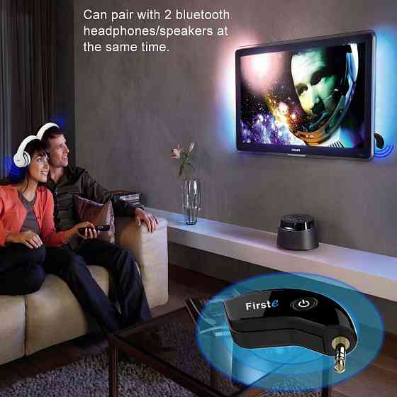 Портативний бездротовий Bluetooth-передавач FirstE для підключення до телевізора та допоміжних аудіопристроїв Київ