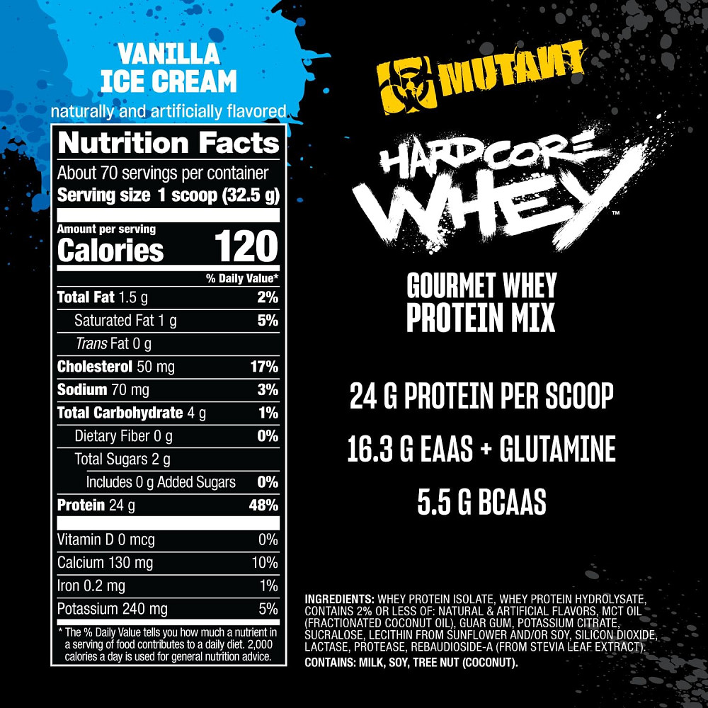 Протеїн Mutant Hardcore Whey 2270 г, Vanilla Ice Cream Луцьк - фото 2