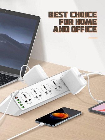 Мережевий подовжувач LDNIO 10 Розеток, 5 USB, 1 Type-C SC10610 (Білий, 2м) Миколаїв - фото 7