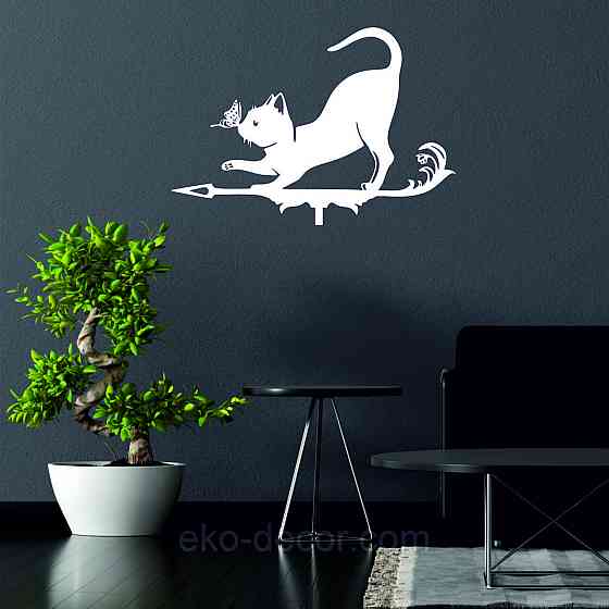 Декоративное настенное Панно «Кот» Декор на стену 110*76 см, Белый Киев