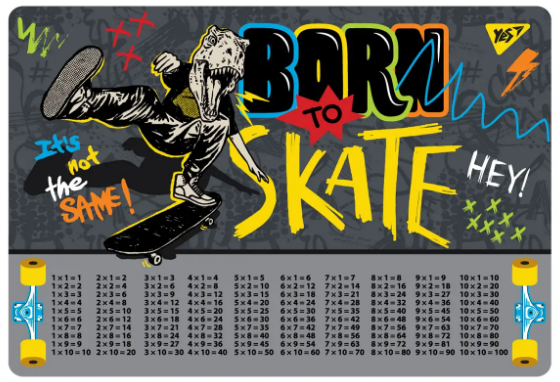 Підкладка настільна А3 "Yes" Skate boom таблиця множення, 492050, шт Київ