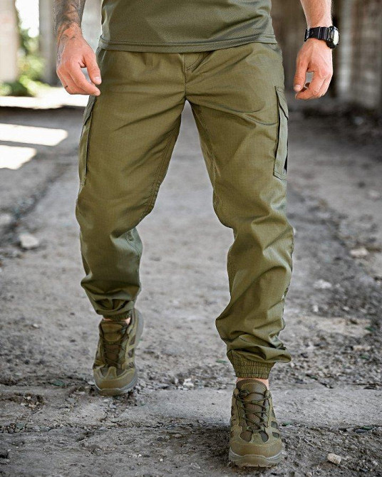 Мужские брюки джоггеры бандит олива весна лето саржа легкие и прочные Одесса - изображение 8